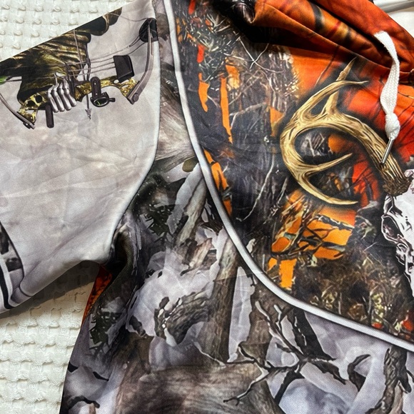 BOW HUNTER Hoodie Mens Size US Small Blaze Oranger Skull Ghost Face - Picture 3 of 14